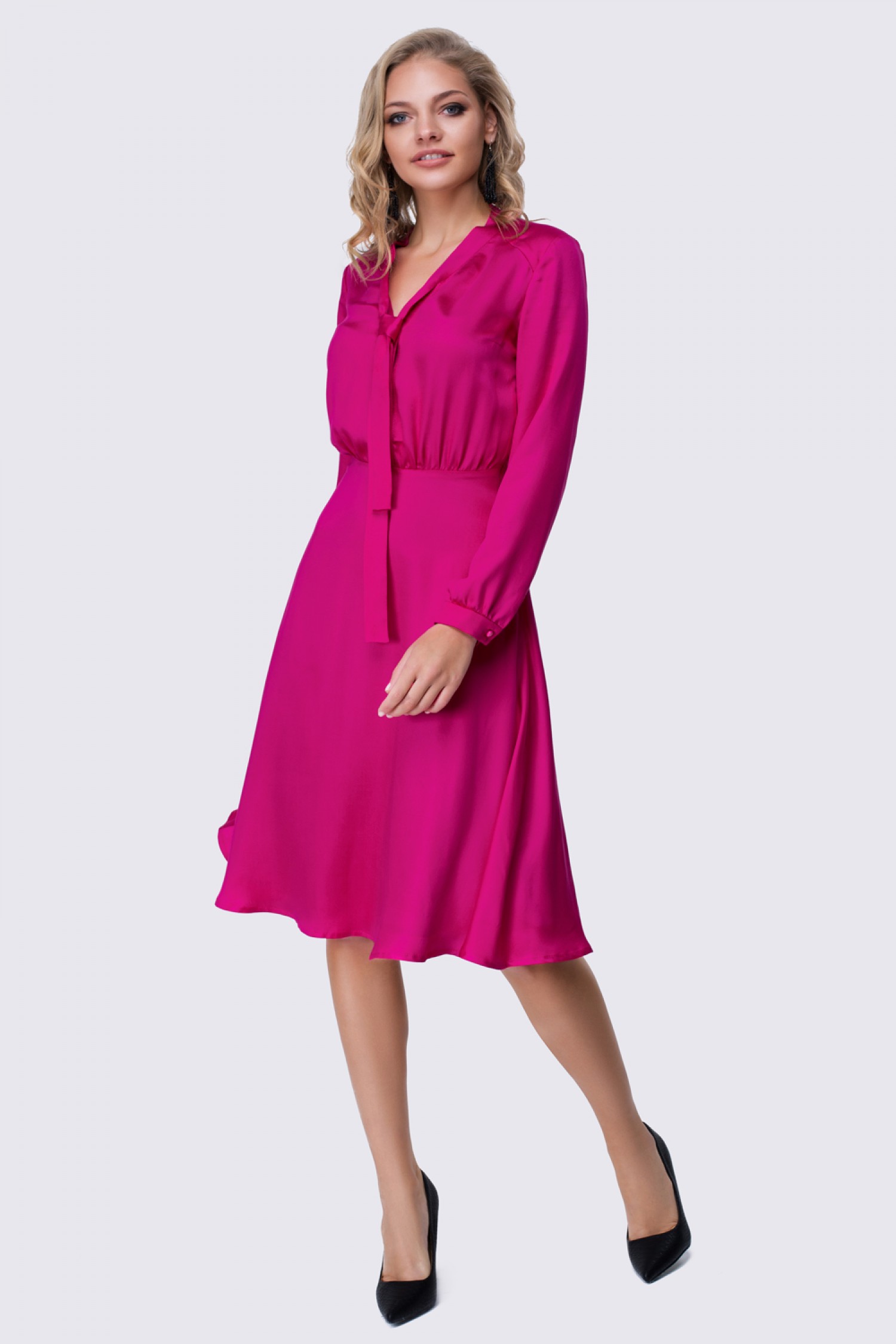 Розовое платье с пышными рукавами – купить в интернет-магазине INCITY